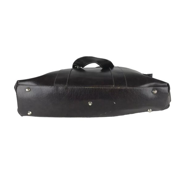 Denali Womens Brown Leather Inner Dividers Pockets Double Handles Laptop‎ Bag - Picture 5 of 10
